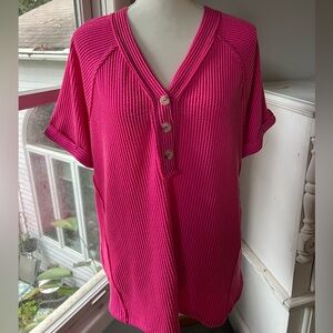 ANDREE BY UNIT Fuchsia Button-Down Shirt Large